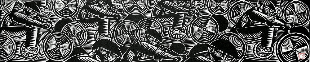 Linoprint - Early Rush Hour