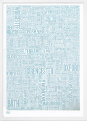 Map - England Cotswolds and Beyond Frame White