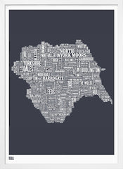 Map - England Yorkshire in Slate Frame White