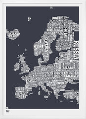 Map - Europe in Slate Frame White