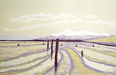 Linocut Print - Co Down February Snow Back Beach, Dundrum 2010