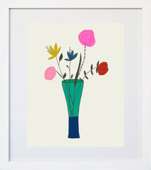 Flowers In Vase White Frame