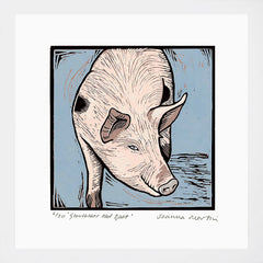 Lino Print - Gloucester Old Spot-Available In One Size Only-White Box Frame