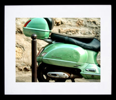 Paris In Green - Vespa Scooter Framed