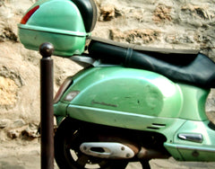 Paris In Green - Vespa Scooter Unframed