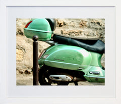 Paris In Green - Vespa Scooter Frame White 