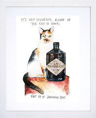 Gin - Hendricks Cat White Frame