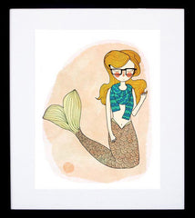 Hipster Mermaid Framed