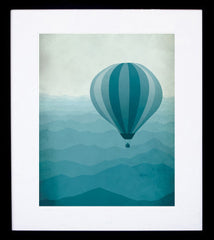 Hot Air Balloon In Blue Black frame