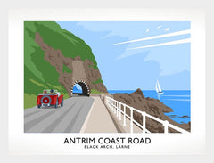 Co Antrim - Coast Road Black Arch Frame White 40x30 No Mount