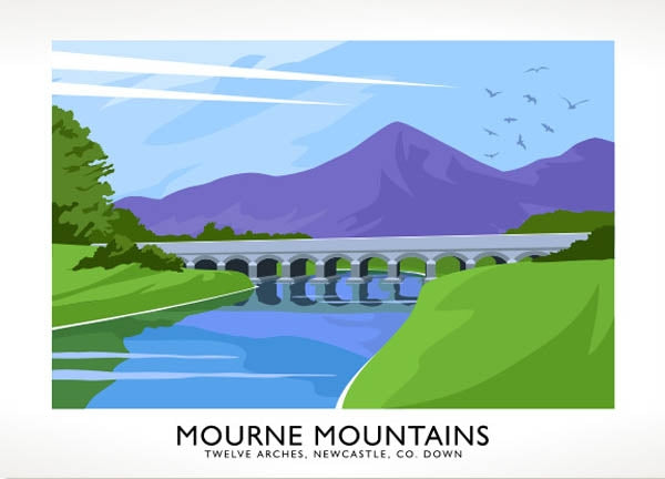 Co Down - Mourne Mountains Twelve Arches Unframed 40x30