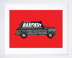 Print - Red Taxi White Frame