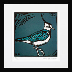 Lino Print - Lapwing Black Frame