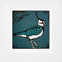 Lino Print - Lapwing White Frame