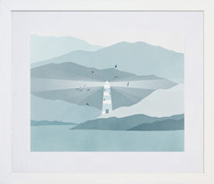 Beacon Of Light In Teal And Grey White Frame