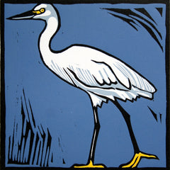 Lino Print - Little Egret