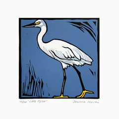 Lino Print - Little Egret Unframed