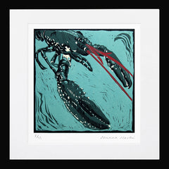 Lino Print - Lobster Black Frame