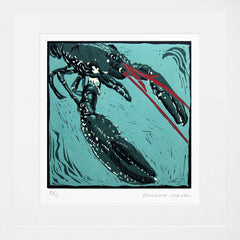 Lino Print - Lobster White Frame