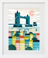 London Tower Bridge Frame White 18 x 25