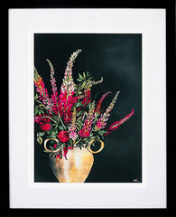 Lupins-19 x 27.5-Black Box Frame (With Mount)