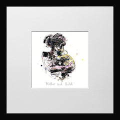 Print Open Edition Figurative - Mother And Child-12 x 12-Small Flat Black Frame