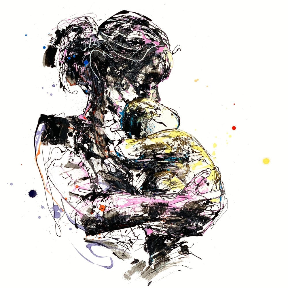 Print Open Edition Figurative - Mother And Child