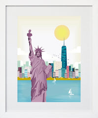 New York Statue Of Liberty Frame White 18 x 25