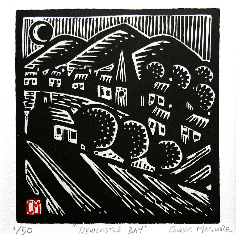 Linoprint - Newcastle Bay