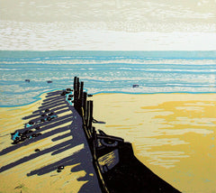 Linocut Print - Co Down Newcastle Breakwater