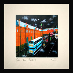 On The Buses - Night Time Framed 15 x 15