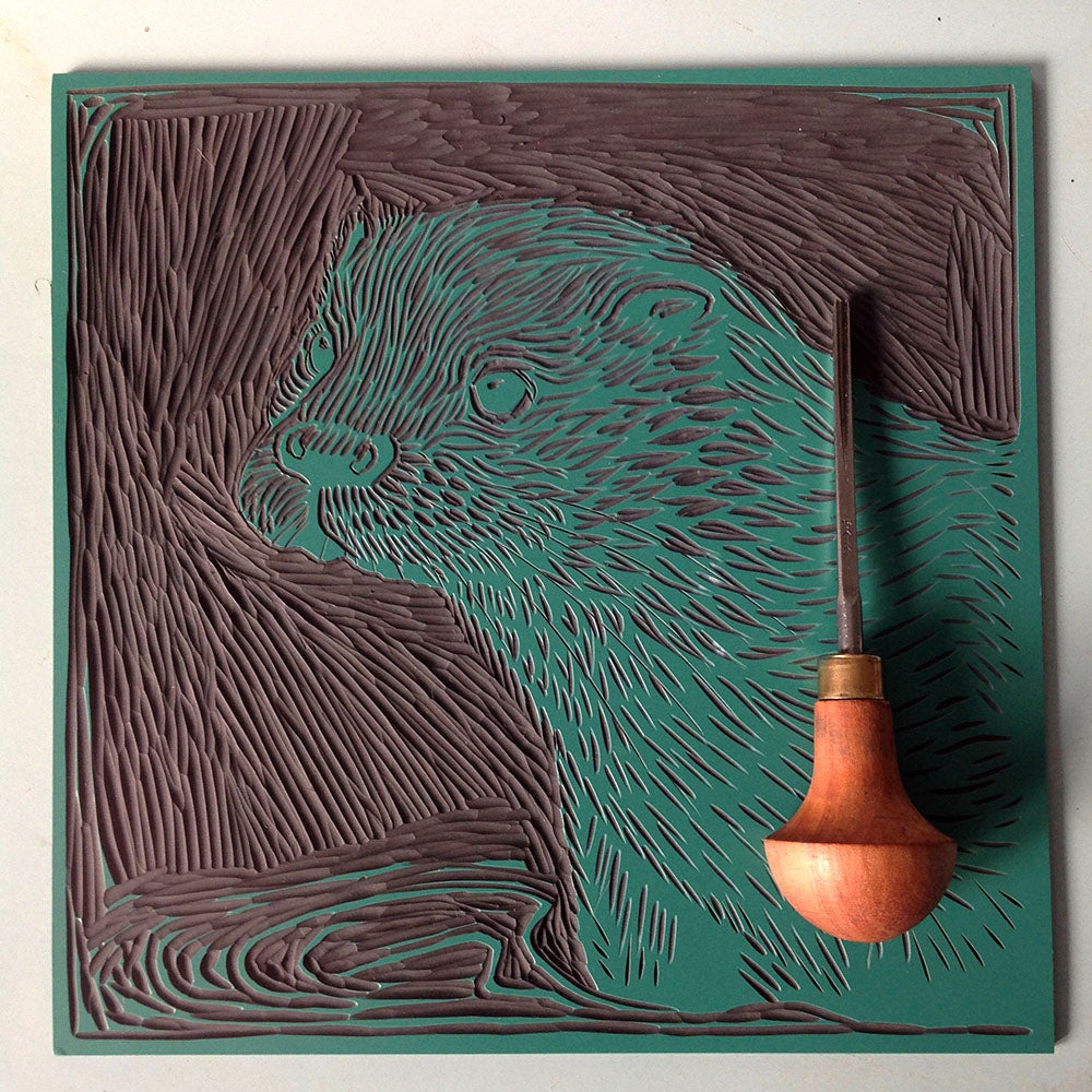 Sea Otter - Original Linocut buy (White, Blue or Brown)