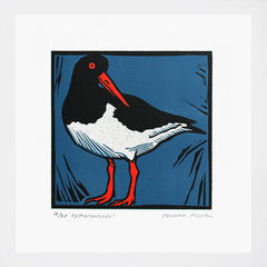 Lino Print - Oystercatcher White Frame