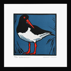 Lino Print - Oystercatcher Black Frame