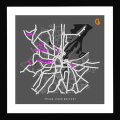 Belfast Peace Lines Black frame 15x15