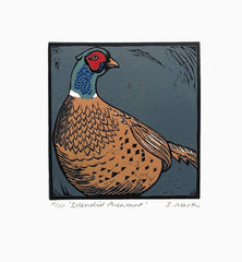 Lino Print - Pheasant Unframed