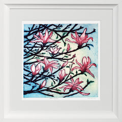 Pink Magnolias Chunky White Frame