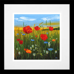 Print - Poppy Field - Black Box Frame (With Mount)