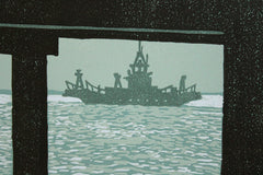 Linocut Print - Portaferry Ferry 2008