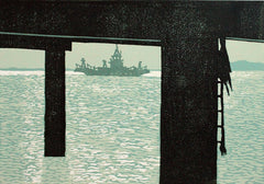 Linocut Print - Portaferry Ferry 2008