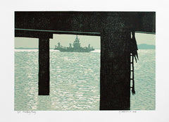 Linocut Print - Portaferry Ferry 2008 Unframed