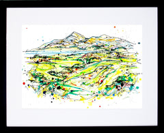 Print Flat Golf - Royal Portrush from the Fifteen Hole Frame Black