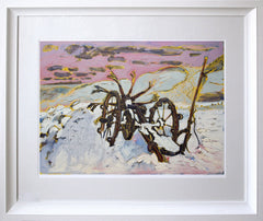 Print - Potato Digger In The Snow Framed