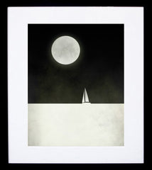 Sailboat And Moon Black frame