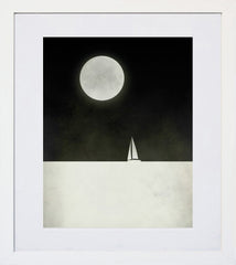 Sailboat And Moon White Frame