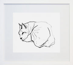 Sleeping Cat II White Frame