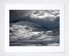 Co Down - Snow on Slieve Bernagh Frame White