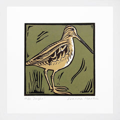 Lino Print - Snipe White Frame