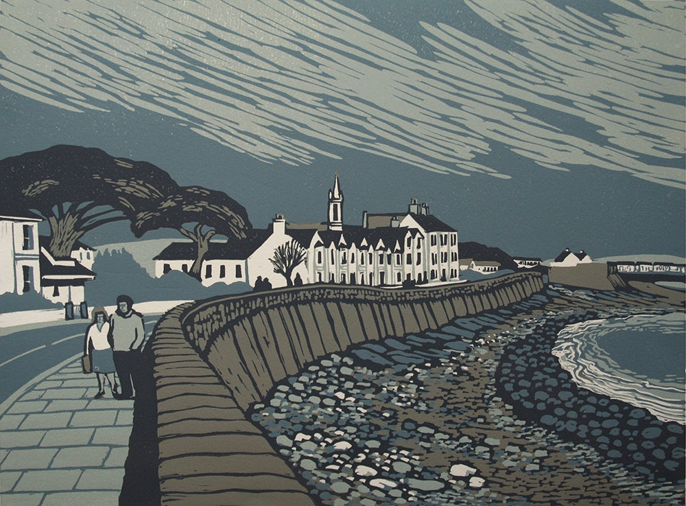 Linocut Print - Co Down South Promenade, Newcastle 2005