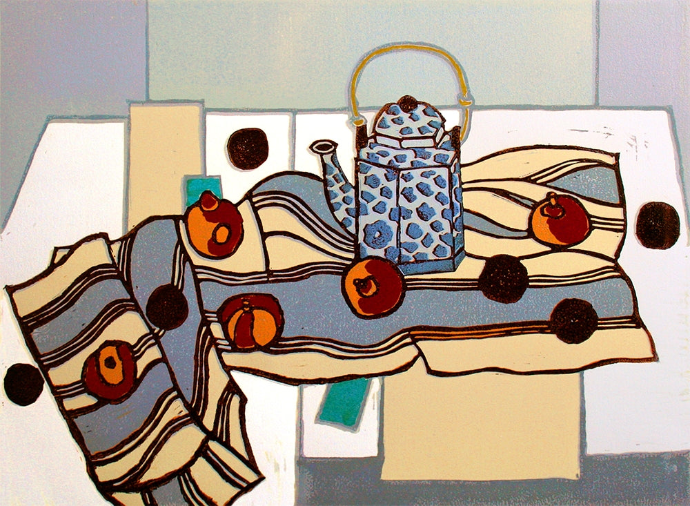 Linocut Print - Still Life With Teapot